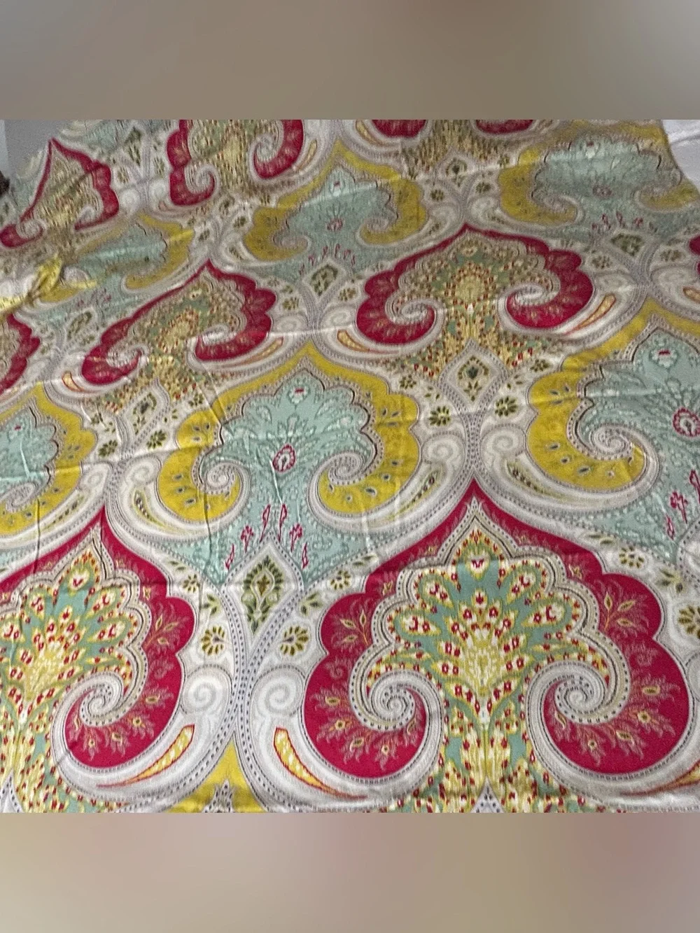 ECHO Jaipur Shower Curtain Boho Paisley Red Yellow Green Cotton Fabric